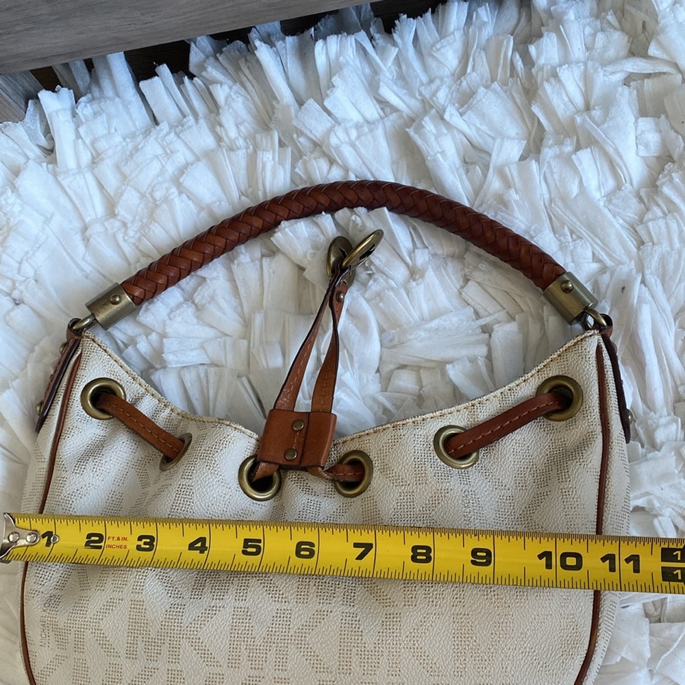 Michael Kors Brown Braided Handle Hobo Style Bohemian Shoulder Bag - Picture 8 of 13